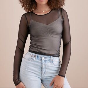 AE Mini Mesh Long-Sleeve Tee Black sz small